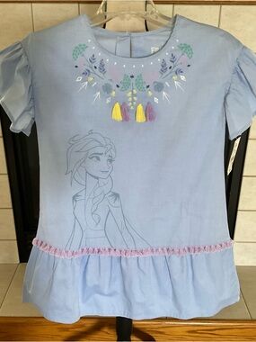 NWT Disney Frozen Elsa Girl’s Embroidered Detail, Tassel Accents,  Dress, Size L